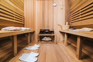Salle de sauna en bois de cèdre rouge massif NJ pour 2 à 6 personnes Poêle à chauffage électrique avec fenêtres Infrarouge lointain Écologique - Product Image 5