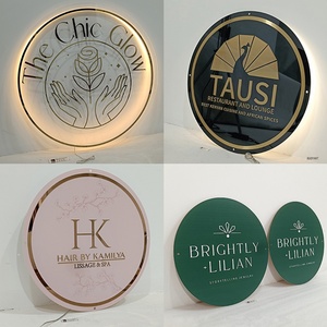 Panneau lumineux LED néon rond en acrylique pour salon, logo personnalisé rétroéclairé, enseigne murale personnalisée, lettres 3D, plaque nominative circulaire, enseigne commerciale - Product Image 4
