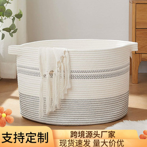 Laundry <b>basket</b>, storage <b>basket</b>, woven storage <b>basket</b>, <b>wardrobe</b> storage <b>basket</b>, cotton rope, cotton linen, export <b>basket</b>, - Product Image 5