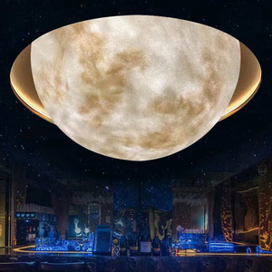โคมไฟเพดานรูปดวงจันทร์วงกลมครึ่งวงห้องนั่งเล่นห้องนอนโรงแรมล็อบบี้ตกแต่งภายในไฟเพดานทำจากเรซิน - Product Image 5
