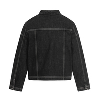 Vestes en jean noires personnalisables ODM, style streetwear basique, amples, brodées, 100 % coton, pour créateurs de mode, faible MOQ