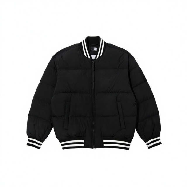 YZ High Quality Finished Blank Plain Varsity Bubble Baseball Coat Winter Standard OEM Custom Logo Front Unisex Puffer Jacket Men