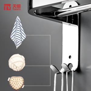 Porte-serviettes mural moderne à 3 niveaux 40-80 cm avec crochets et barre porte-serviettes pour hôtels - Product Image 4