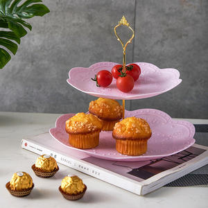 Soporte de placa de melamina de plástico de 2 niveles de grado superior <span class=keywords><strong>para</strong></span> pastel, postre, fruta KTV, herramientas de pastel de calidad superior - Product Image 2