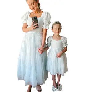 निर्माताओं उच्च गुणवत्ता ब्रांड लौंग ड्रेस अभिभावक बच्चे बच्चों लड़कियों पोशाक परिवार मिलान संगठन