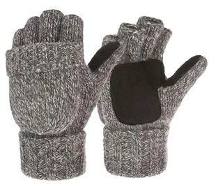 Unisex cabrio parmaksız kış eldiven eldivenler mücevher Flap kapak yün eldiven 3m Thinsulate astarlı