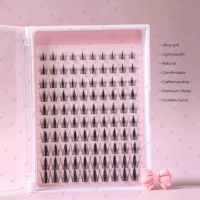 Kit Bulu Mata Palsu Spiky Manga DIY Cluster Wispy Cat Eye yang Dapat Digunakan Kembali dengan Lem dan Seal Label Pribadi Grosir