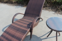 Chaise longue de piscine en rotin synthétique brun en forme de S, résistante aux intempéries, meubles d'extérieur