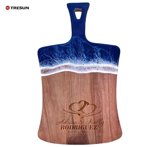 Tablas de Cortar de Resina Epoxi y Madera de Acacia con Diseño de Olas Oceánicas Azules, Personalizadas con Logotipo Grabado, Alta Calidad, Bajo MOQ, Populares - Product Image 1