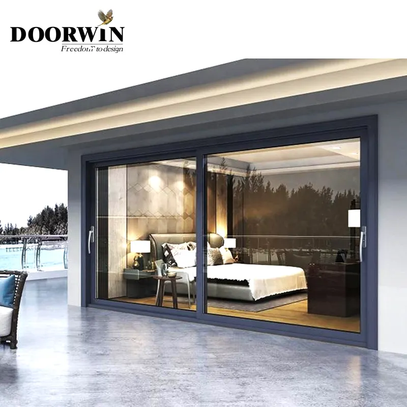 Doorwin العالمية أعلى 10 المورد كسر الحرارية الألومنيوم نافذة وباب أبواب أمامية ل منازل الحديثة انزلاق الباب