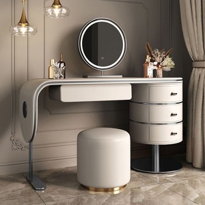 Meuble de salle de bain moderne, coiffeuse, ensemble design, pieds en métal, table à langer avec miroir LED, charge sans fil - Product Image 3
