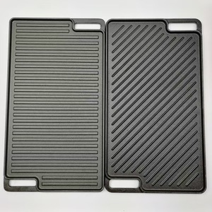 Cast Iron Diagonal Striped Grill Pan Rectangle Thickened Camping Steak Grilling Plate Double Sided Outdoor Use - Product Image 5