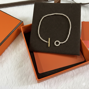 Brazalete de Piedra Natural de Alta Gama, Chapado en Oro de 18K, Brazalete Geométrico de Latón, Elegante Brazalete Abierto con Círculo Infinito para Mujer - Product Image 2