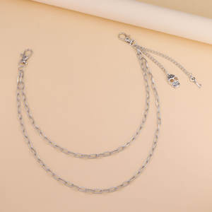 Silver Skull <b>Key</b> Pant Chain Double Layer Hip Hop Denim <b>Accessory</b> Waist Chain for Adults - Product Image 2