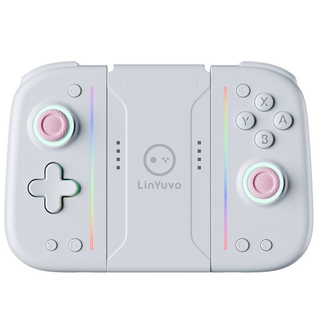 LinYuvo Switch Joy Cons Mechanical Buttons with Rubber Back Cover Colorful Lights Macro Function BT Game Controller