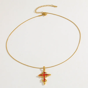 Fashion 18K Gold Plated 304 Stainless Steel Zircon <b>Cross</b> <b>Necklace</b> for Women Simple Casual Snake Chain Pendant for Daily Wear - Product Image 4