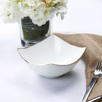 Assiette carrée en porcelaine fine écologique personnalisable, bord doré, design moderne et minimaliste, compatible lave-vaisselle et micro-ondes, pour hôtel