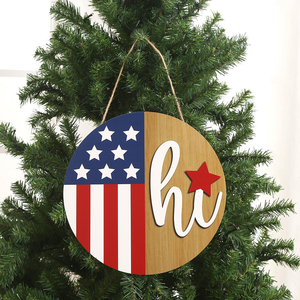 Wholesale New Wooden <b>Hanging</b> Garland Red White and Blue Letters Door <b>Hanging</b> Welcome <b>House</b> <b>Sign</b> Independence Day USA - Product Image 2