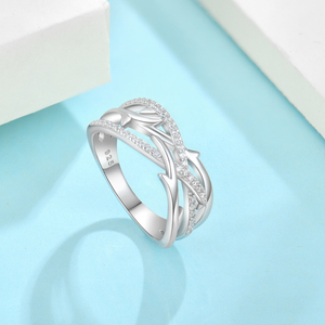 YILUN elegante anello con Design incrociato e rodiato con pietre di Zirconia di alta <span class=keywords><strong>gioielleria</strong></span> 925 anello in argento Sterling da donna - Product Image 3