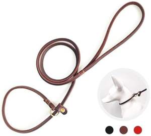 Venta al por mayor de cuero genuino enrollado perro Correa antideslizante entrenamiento caminar P cadena Show Collar plomo - Product Image 5