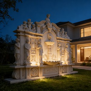Fuente de <span class=keywords><strong>Trevi</strong></span> Personalizable, Gran Fuente de Mármol Blanco Tallada a Mano, Estilo Moderno, Decoración de Agua para Exteriores, Hogar, Jardín y Parque - Product Image 5