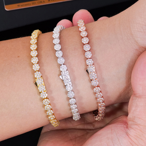 Wholesale Bulk Women 925 Sterling Silver Iced Out Cluster Flower Vvs Diamond Moissanite Tennis Bracelet Femme Mossanite Jewelry - Product Image 3
