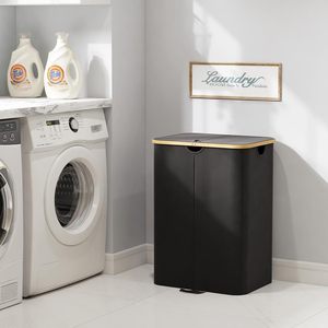 Collapsible Laundry <b>Basket</b> With Lid <b>Large</b> Capacity Foldable Dustproof Cover For Bathroom Bedroom <b>Storage</b> - Product Image 1