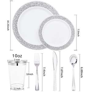 <span class=keywords><strong>Vaisselle</strong></span> <span class=keywords><strong>jetable</strong></span> bon marché, couverts en plastique doré, service de <span class=keywords><strong>vaisselle</strong></span>, 25 pièces, 7.5 "10.25", couteau, cuillère, fourchette, tasse - Product Image 5