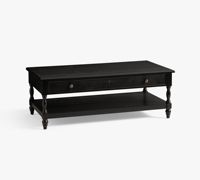 Table basse rectangulaire moderne et traditionnelle en bois massif noir, table à thé, mobilier de maison, cadre en acier facile à nettoyer