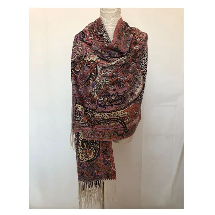 wholesale fashion pashmina autumn and winter flower jacquard cashmere scarf shawl for women