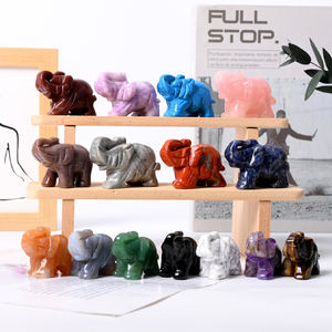 Atacado <span class=keywords><strong>Natural</strong></span> Cristal Animal Esculturas Esculpidas Quartzo Pedras Pedras Preciosas Esculturas De Cristal De Elefante Para Decoração Desktop - Product Image 1