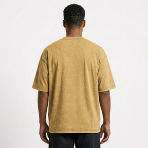 Camiseta de Hombre con Lavado Ácido, Algodón Grueso, Estilo Vintage, Corte Holgado, Cuello Redondo, Manga Corta, Ropa Urbana Casual, Moda Premium - Product Image 6