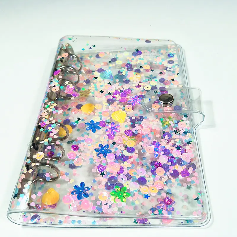 A5 A6 6 fori anelli raccoglitore copertina Glitter morbido PVC Notebook Planner raccoglitore fogli sciolti