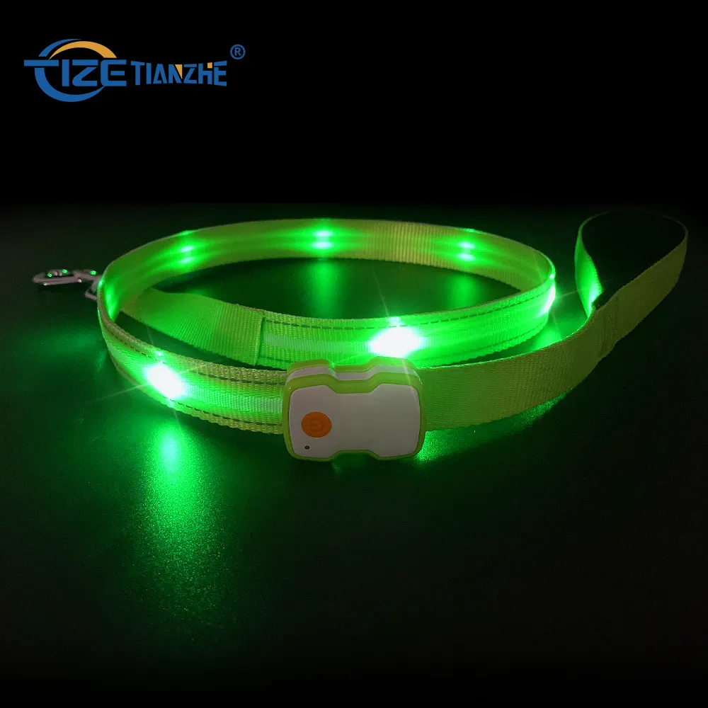 New Arrival Custom Reflective Nylon Rope Leash Flashlight Led Dog Collar And Leash