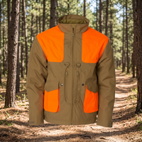 Veste de chasse pour homme, couleur orange et marron, softshell imperméable, manches longues, pour l'automne
