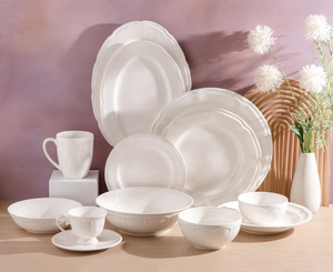 Juego de Platos de Cerámica Blanca con Relieve de 6.5-12 Pulgadas en Stock, Envío Rápido, Logotipo Personalizado para Hotel, Boda, Restaurante, Venta al por Mayor - Product Image 4