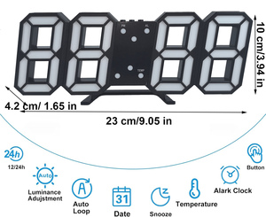 Kỹ thuật số 3D tường LED analog-kỹ thuật số bảng đồng hồ với độ sáng tự động điều chỉnh <span class=keywords><strong>12</strong></span>/24h hiển thị cho trang trí nội thất hiện đại - Product Image 6