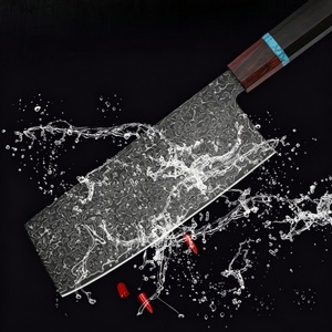 Cuchillo Nakiri de Acero de Damasco con Mango Octogonal de Madera Empalmada y Espaciador Turquesa, Hoja Afilada para Cortar Verduras y Carne - Product Image 4