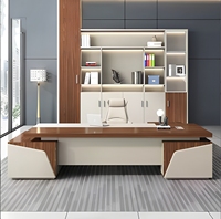 Bureau de direction moderne et simple en bois avec boîte de gestion des câbles pour Président, Directeur, Manager – Idéal pour usage professionnel – Style minimaliste et contemporain