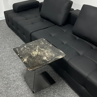 Table basse en acier inoxydable de style contemporain OEM, design minimaliste moderne, marbre Calacatta Viola noir, meubles de salon