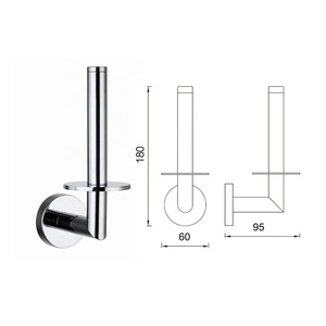 Porte-papier toilette Metalique 54081B-CR, support mural pour papier toilette, à coller au mur, pour salle de bain - Product Image 2