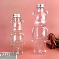 Design de mode 400ml 500ml 700ml bouteilles de boisson en forme d'ours bouchon en aluminium emballage en plastique PET pour jus eau lait bouteille de thé