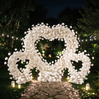 Arche de fleurs artificielle en soie, réaliste et hautement simulée, en forme de petit cœur rouge, pour décoration de mariage, de demande en mariage et de fête de la Saint-Valentin