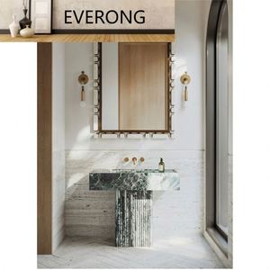 <span class=keywords><strong>Lavabo</strong></span> da Bagno Moderno in Marmo Verde Alpi Scanalato, Personalizzabile, Quadrato, Autoportante per Bagni di Hotel - Product Image 3