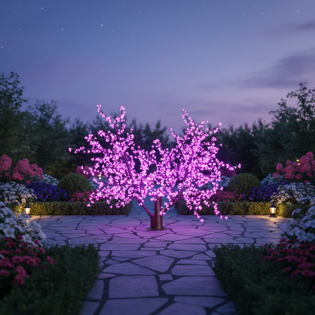 6ft IP65 LED Metal Cherry Blossom Tree Lights-Rechargeable Artificial Luminous Decoration for Indoor/Outdoor Christmas & Garden