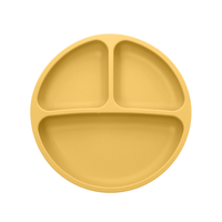 Assiette à compartiments en silicone pour bébé, vaisselle ronde à succion pour enfants, ensemble d'alimentation en silicone pour bébés