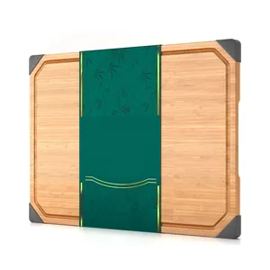 Ensemble de 3 planches à découper écologiques en bambou de cuisine personnalisées équipées d'une planche à découper pour réservoir de jus et d'une planche à découper en bambou