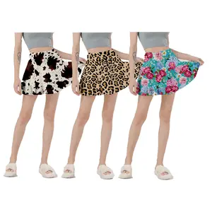 ODM OEM Custom Ruffle Girls Faldas plisadas con estampado de leopardo para mujer Patrón de punto con faldas de estilo sexy para niñas