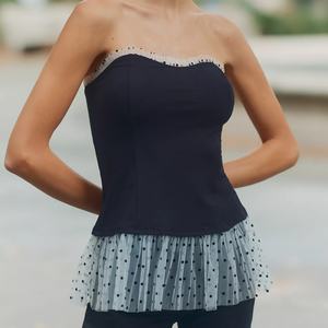 Camisola de Moda para Mujer, Sin Mangas, con Dobladillo Plisado, Ajustada, Espalda Descubierta, Estilo Corsé, para Chicas Modernas - Product Image 1