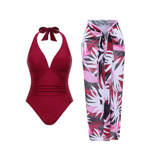 Maillot de bain une pièce à la mode et confortable pour dames avec jupe fluide couvrir les vêtements de plage d'été dos nu - Product Image 2